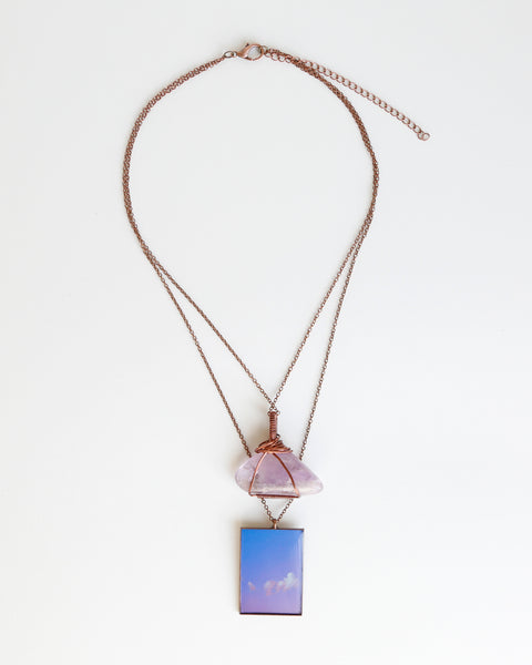 Amethyst Air Antique Copper Necklace