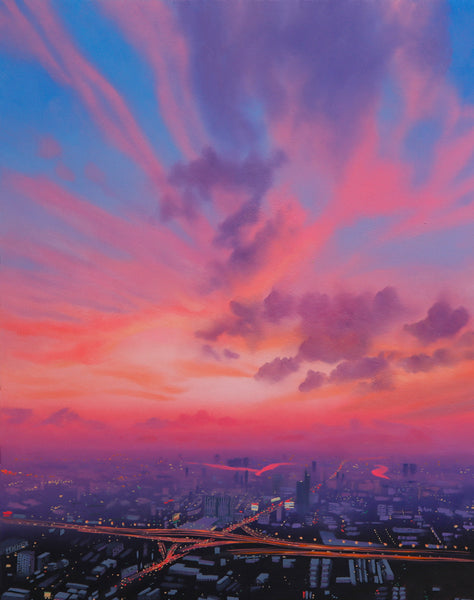 Sunset City Original Oil Painting