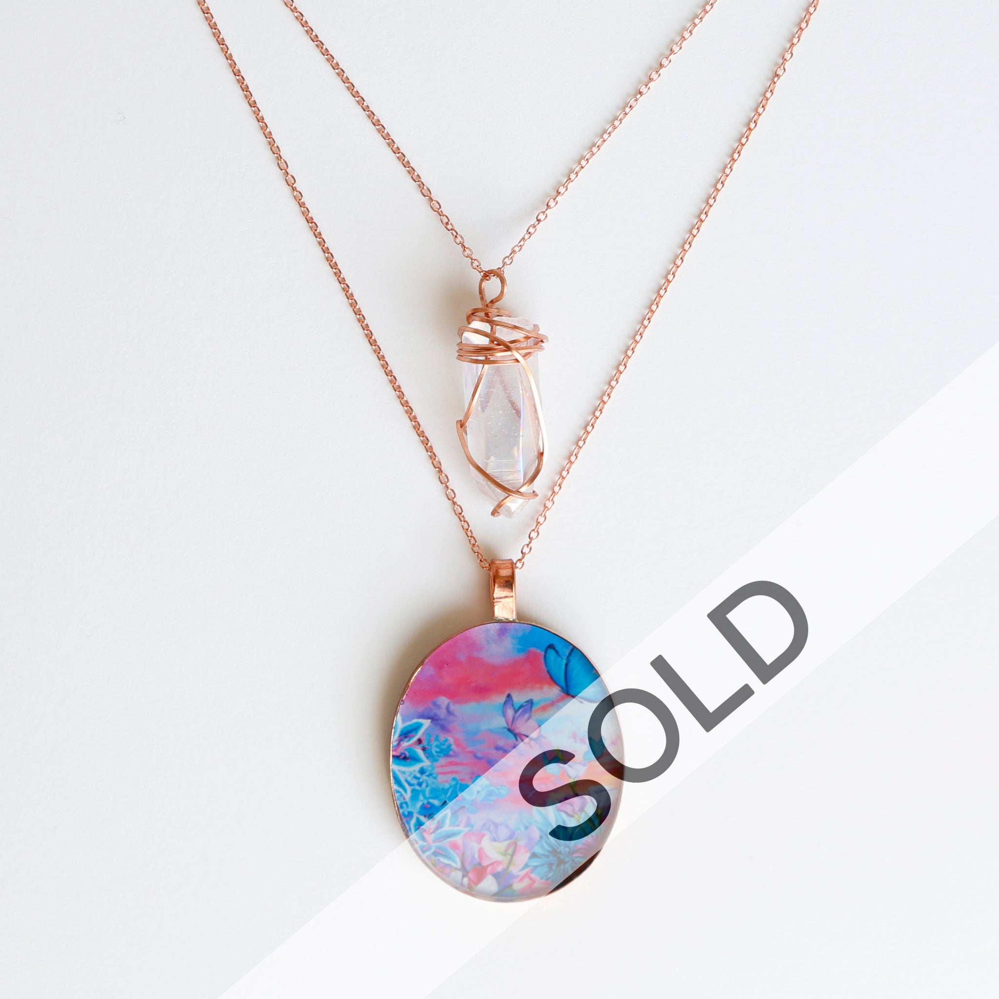 Rainbow Aura Skies Bright Copper Necklace