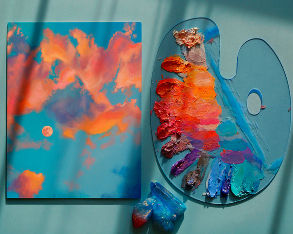 Cotton Candy Moon Original Oil Painting
