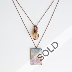 Moonstone Sunrise Antique Copper Necklace