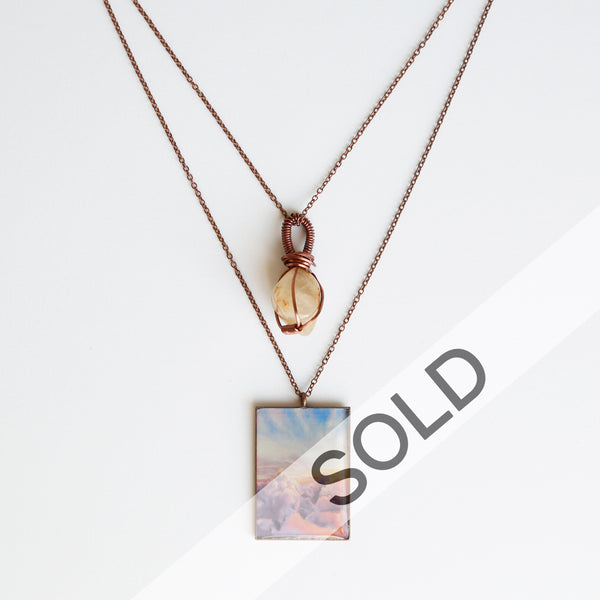 Moonstone Sunrise Antique Copper Necklace