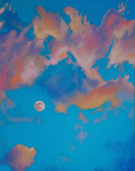 Cotton Candy Moon Original Oil Painting