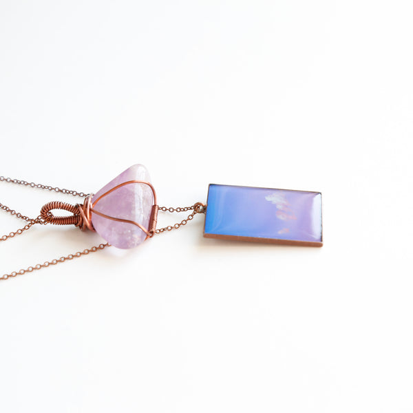 Amethyst Air Antique Copper Necklace