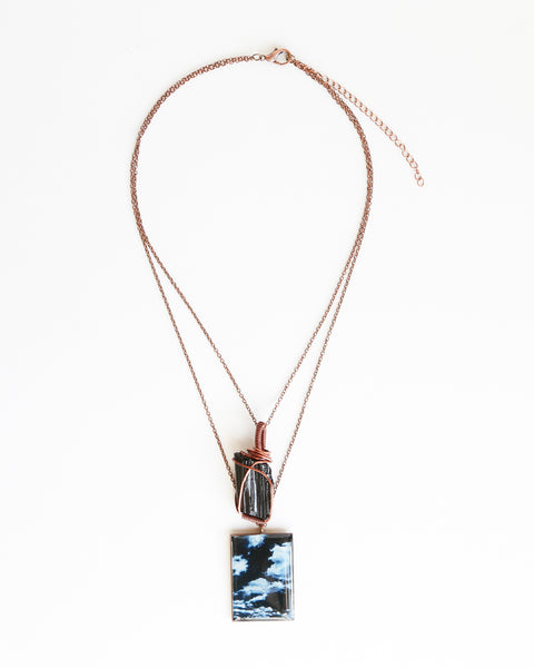 Black Tourmaline Antique Copper Necklace