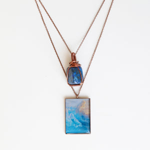 Blue Candy Skies Antique Copper Necklace