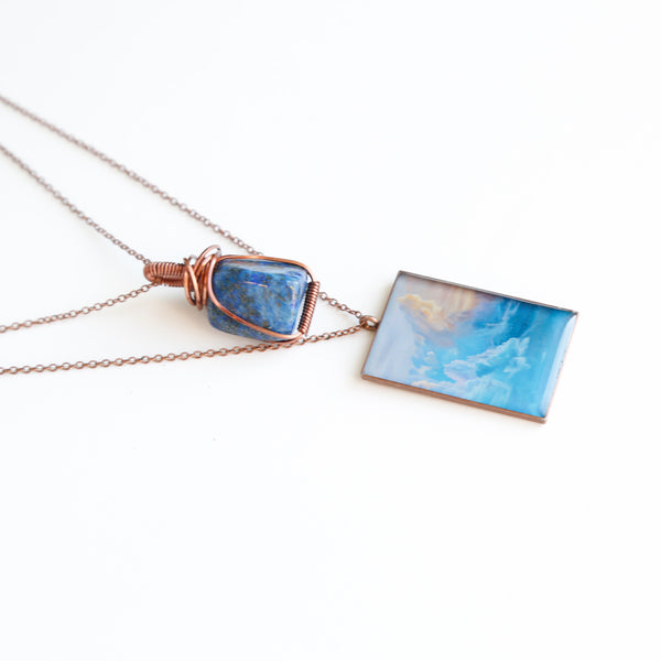 Blue Candy Skies Antique Copper Necklace