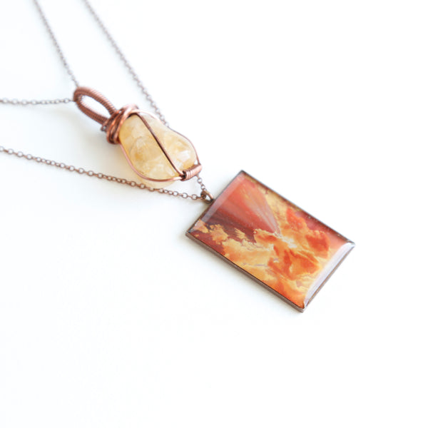 Citrine Sunset Antique Copper Necklace