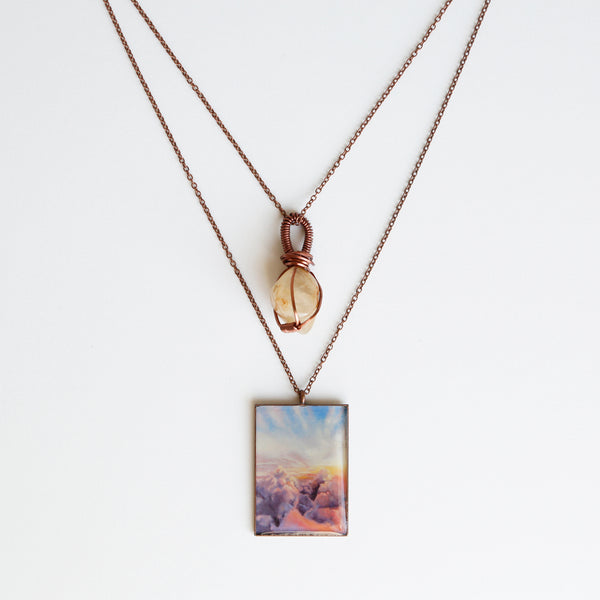 Moonstone Sunrise Antique Copper Necklace