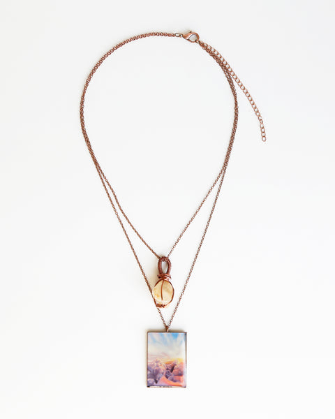 Moonstone Sunrise Antique Copper Necklace