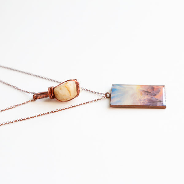 Moonstone Sunrise Antique Copper Necklace
