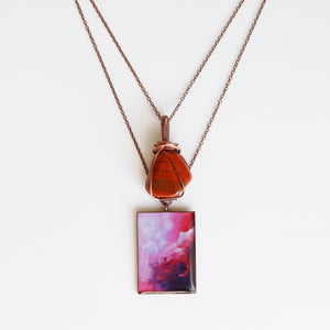 Red Jasper Skies Antique Copper Necklace