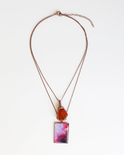 Red Jasper Skies Antique Copper Necklace