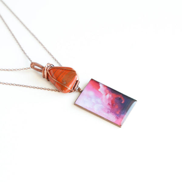 Red Jasper Skies Antique Copper Necklace