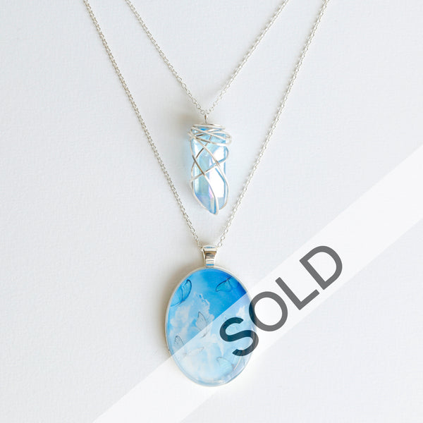 Aqua Aura Skies Silver Necklace