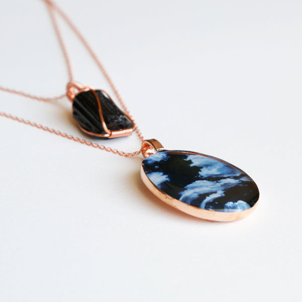 Black Tourmaline Bright Copper Necklace