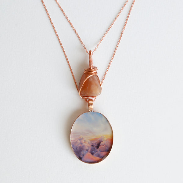 Moonstone Sunrise Bright Copper Necklace