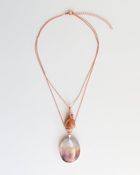 Moonstone Sunrise Bright Copper Necklace
