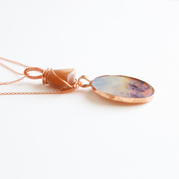Moonstone Sunrise Bright Copper Necklace