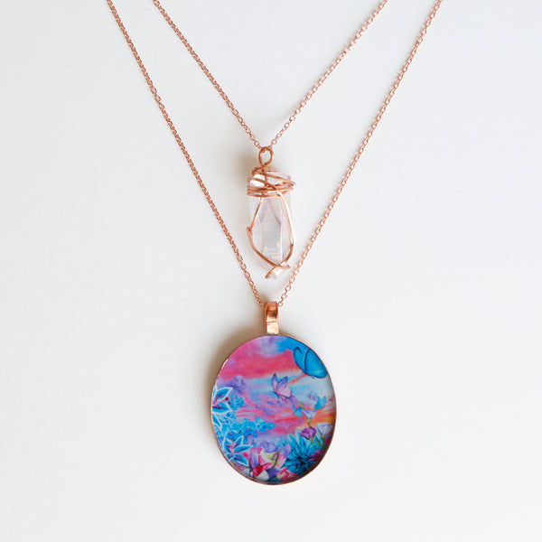 Rainbow Aura Skies Bright Copper Necklace