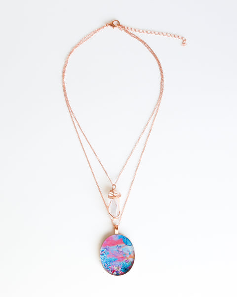 Rainbow Aura Skies Bright Copper Necklace