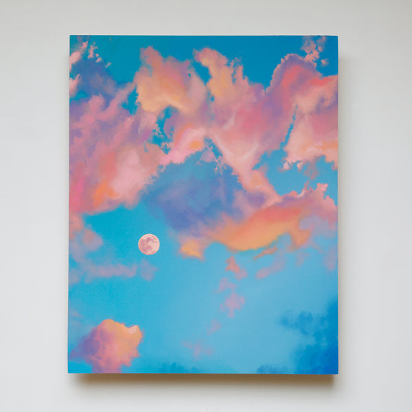 Cotton Candy Moon Original Oil Painting
