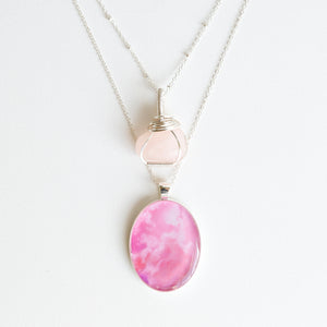 Rose Quartz Skies Silver Necklace
