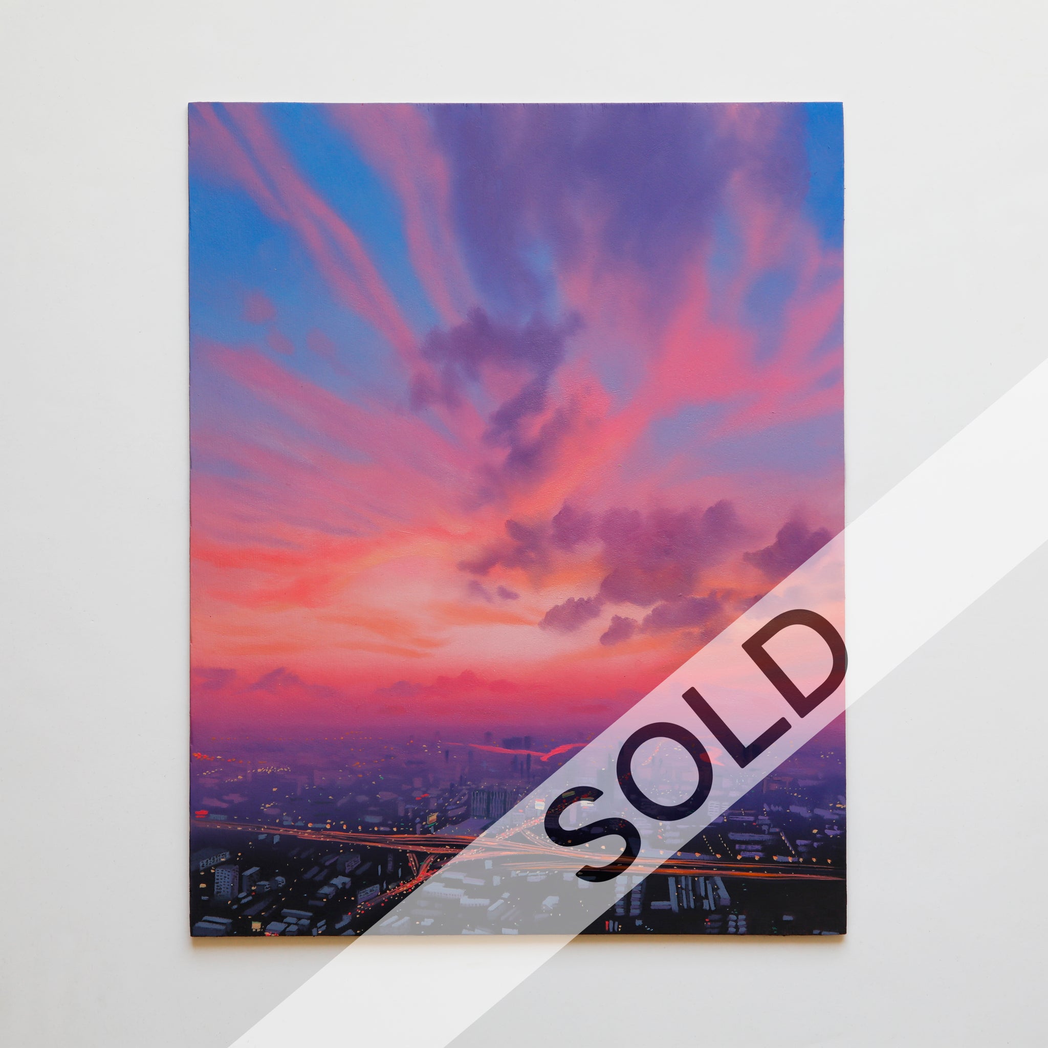 Sunset City Original Oil Painting